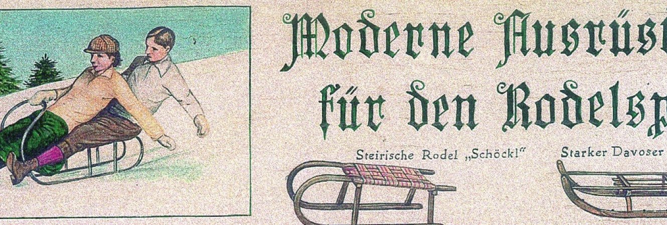 Bob- und Rodelweg (historischer Zeichnung der Ausrüstung)