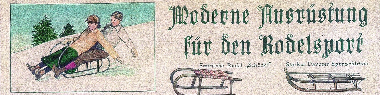 Bob- und Rodelweg (historischer Zeichnung der Ausrüstung)