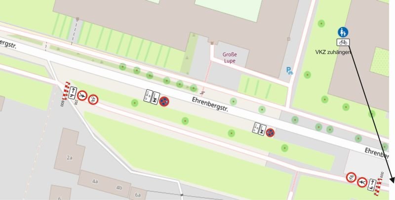 Fuß- und Radwegsperrung Ehrenbergstraße