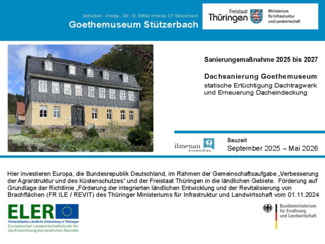 Fördertitel Dachsanierung Goethemuseum Stützerbach