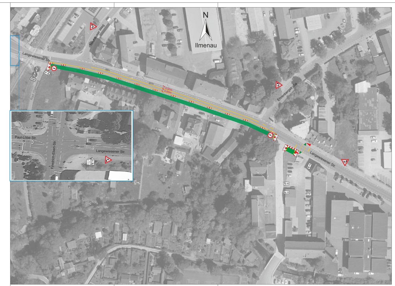 Gehwegsperrung Langewiesener Straße 08/09-2025