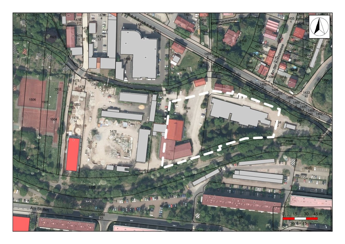 Geltungsbereich Bebauungsplan Nr. 53 'Fischerhütte' , 1. Änderung, ohne Maßstab