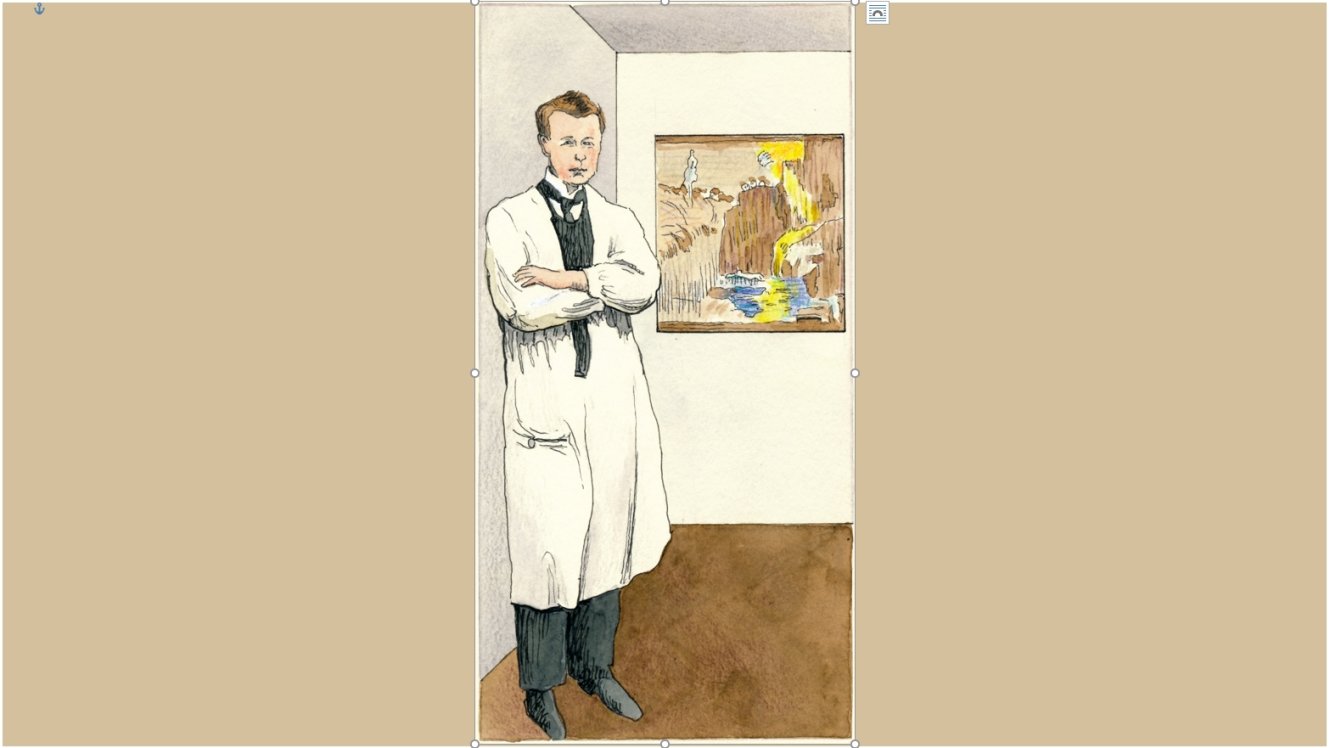 Prof. DIETER GROSS: Aquarellfarben und Tusche nach Foto vom Oktober 1906 im Max-Ackermann-Archiv · Stuttgart, April 2025