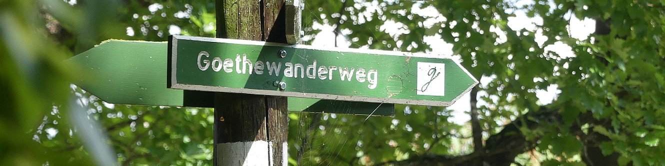 Wegweiser Goethewanderweg im Sommer