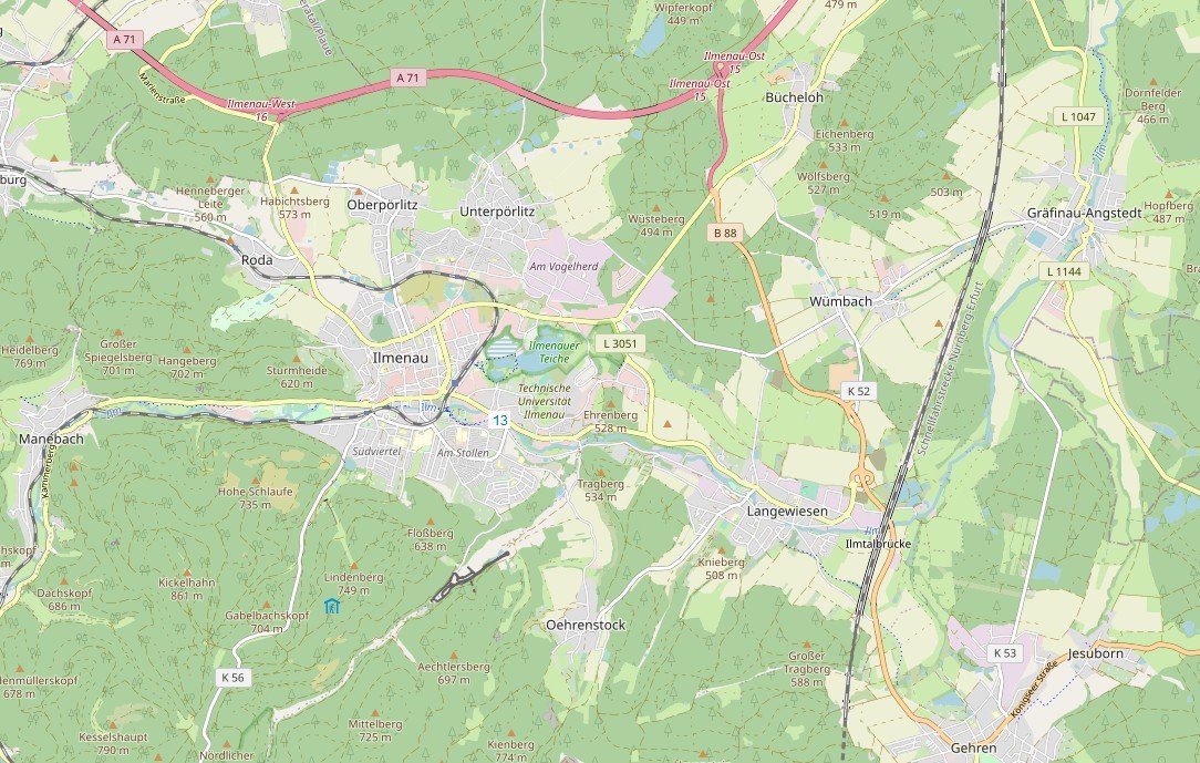 Stadtplanausschnitt aus https://stadtplan-ilmenau.de (OpenStreetMap)