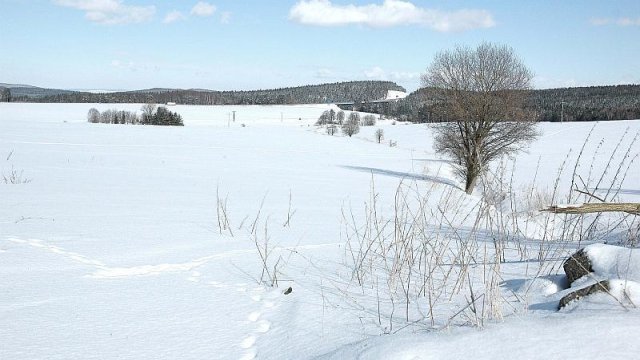 Blick über verschneite Wiesen zur A71 (2), Foto: Horst Bradsch