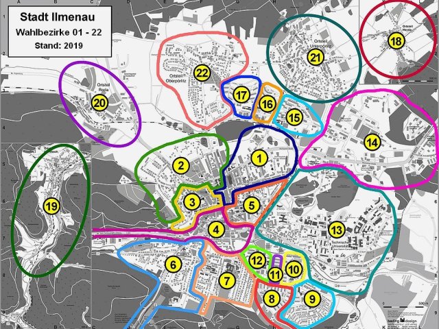 Wahlbezirke 01 - 22 der Stadt Ilmenau (2019)