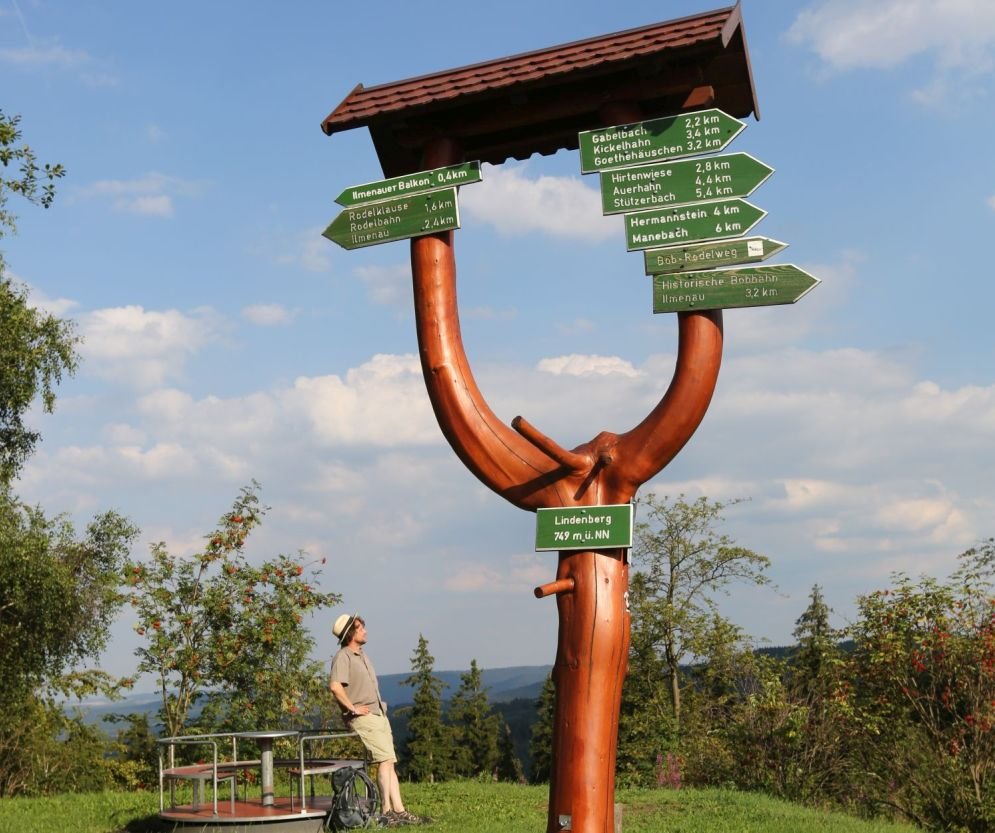 Wanderwegweiser an der Bobhütte