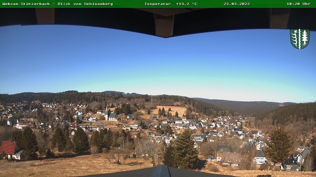 Webcam Stützerbach - Blick vom Schlossberg auf den Ort (März)