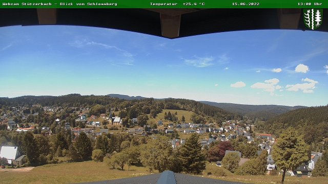 Webcam Stützerbach - Blick vom Schlossberg auf den Ort (Juni)