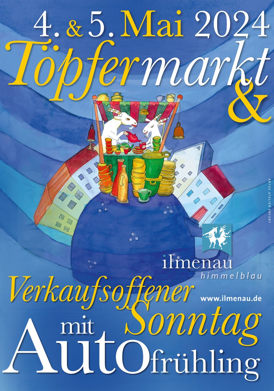 Plakat Töpfermarkt und Autofrühling 2024