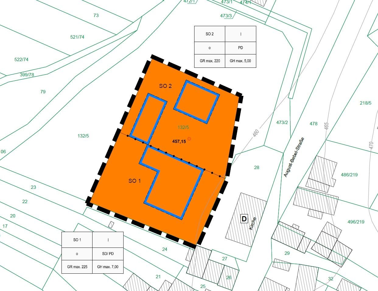 Plangebiet des vorhabenbezogenen Bebauungsplans Nr. 30 'Hinter der Kirche' im Ortsteil Jesuborn (ohne Maßstab)